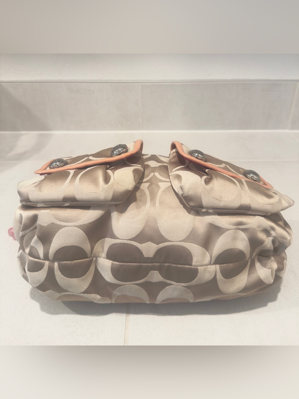 🧡 Coach Poppy Signature C Monogram Beige Hobo Hippie Crossbody/ Shoulder Bag - Picture 5 of 16